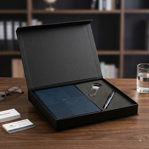 Carnet de notes Aurelux en similicuir A5 multicolore, relié, 192 pages, avec stylo et porte-clés, pour usage professionnel, logo personnalisé - Product Image 1