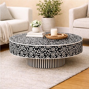 Modern High Quality Floral Bone Inlay Coffee <b>Table</b> <b>Console</b> <b>Table</b> Living Room End <b>Table</b> <b>Round</b> Handmade Bone Inlay Coffee <b>Table</b> - Product Image 5