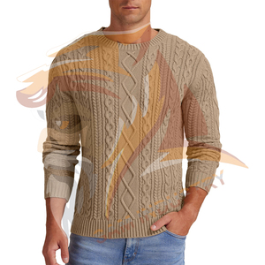 Pull en tricot personnalisé décontracté pour homme, tricot en coton, pull uni, col rond, manches longues, pulls pour homme - Product Image 5