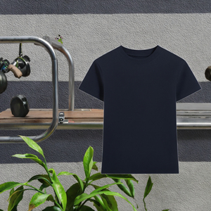 เสื้อยืดคอกลมแขนสั้นสีน้ำเงินกรมท่าสำหรับผู้หญิง ทรงปกติ สวมใส่สบาย ผ้าเจอร์ซีย์ระบายอากาศได้ดี ผลิตจากผ้าฝ้าย 100% เหมาะสำหรับทุกฤดูกาล - Product Image 5