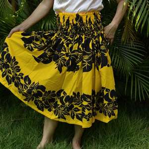 Falda Maxi Hawaiana para Mujer, Estilo Tropical, Playera, Floral, para Otoño, Vacaciones, Casual, Ligera, Fluida, Bordada, 100% Algodón - Product Image 6