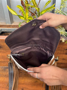 Hot Selling High Quality Durable Hand Tooled Genuine Cowhide Leather Handbag and Clutch Set Wholesale 2-Piece Combo for Women's - Product Image 6