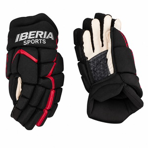 IBERIA Premium <b>Black</b> Red Ice Hockey Gloves | Protective Hockey Player Gloves | Custom Logo OEM Wholesale - Product Image 3