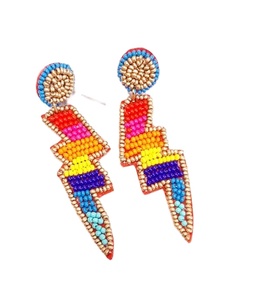 Hamsa Hand Design Drop Handcraft Pendientes bordados con cuentas Declaración tradicional premium y joyería de moda de Hiba Enterprises - Product Image 4