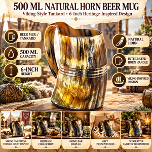 SOFIYA CRFAT Handmade Buffalo Horn Drinking Tumbler Natural Shape 500ml Eco-Friendly <b>Lid</b> 12-24 Hours <b>Thermal</b> Insulation for - Product Image 4