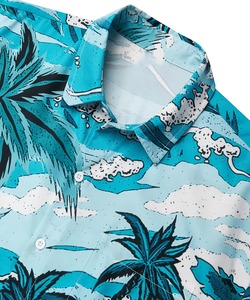 Men's Hawaiian <b>Shirt</b> V-neck <b>Short</b> <b>Sleeve</b> Knitted Digital Printed <b>Button</b>-<b>Up</b> Loose Fit Summer Casual Surf Pattern 100% Cotton - Product Image 4