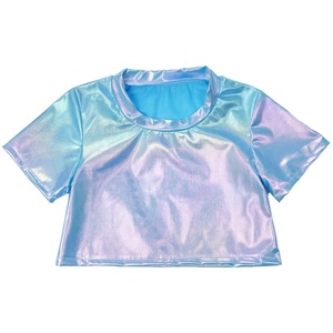 Traje de Danza Metálico para Niñas de 2 a 16 Años, Top Corto Lírico, Camiseta, Traje de Danza Jazz, Animadora, Actuación en Escenario, para Fiesta - Product Image 5