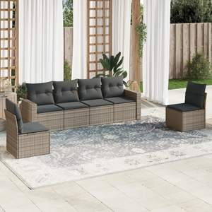 Conjunto de Sofá de Jardín de Ratán Gris Oscuro de 4 Plazas, Muebles de Exterior Resistentes a la Intemperie, Diseño Contemporáneo - Product Image 1