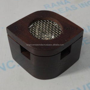 Brûleur d'encens traditionnel en bois avec bol métallique et couvercle en maille, porte-encens fait main pour Bakhoor, résine, charbon, aromathérapie, écologique - Product Image 2