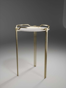 Classic Luxury design brass <b>side</b> <b>table</b> with bronze patina brass cut out legs contemporary designer accent <b>table</b> - Product Image 6