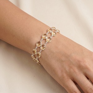 Natural Citrine 925 Sterling Silver Double Row Faceted <b>Gemstone</b> <b>Bracelet</b> Minimalist Adjustable <b>Bracelet</b> Gift for Her and Him - Product Image 5