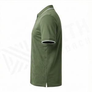 Polo de Manga Corta para Hombre con Estampado Geométrico Verde, con Cierre, Tejido de Punto de Secado Rápido, Estilo Golf - Product Image 3