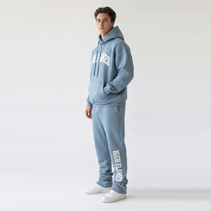 Conjunto Deportivo Personalizado con Bordado Desgastado, Sudadera con Capucha de Felpa 100% Algodón para Hombre, Pantalones Deportivos Gruesos para Invierno - Product Image 3