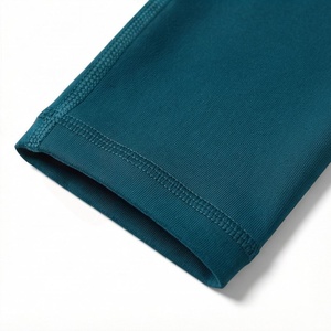 High Waist Full Length Yoga <b>Leggings</b> Solid Teal Color Seamless Spandex Nylon Elastic Waist Pants - Product Image 6