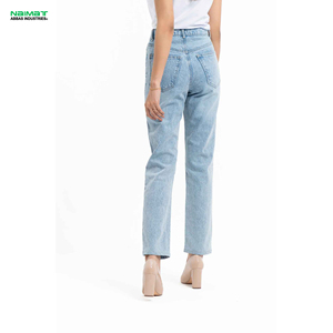 Ladies High Waisted Straight Denim Pants Loose Fit Wide Leg Jeans Comfy Cotton Wash Trousers For Everyday Wear - Product Image 1