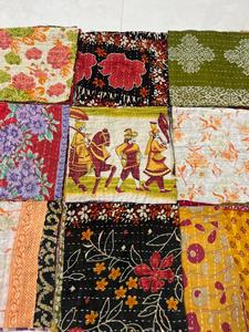 Scarti di tessuto Kantha da 5 pollici, quadrati pretagliati, 100% cotone, confezione di pezzi decorativi per cucito, patchwork, quilting. - Product Image 6