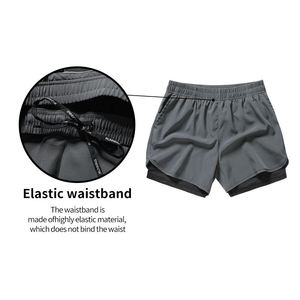 Men's Solid Color Quick Dry Polyester Sport <b>Shorts</b> Mid Waist Drawstring Closure Knitted Fabric Side Stripe 180g - Product Image 2