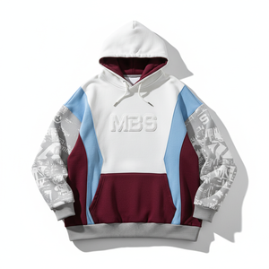 Sweat à capuche unisexe de haute qualité, style streetwear, coupe ample, en molleton épais, avec patchwork 3D en relief et blocs de couleur - Product Image 1