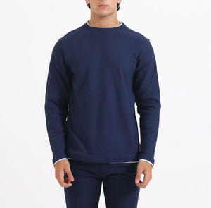 Sweat-shirts basiques pour hommes en coton mélangé, col rond, couleur marine unie, manches longues, nouvelle conception, vêtements d'hiver, OEM ODM - Product Image 2