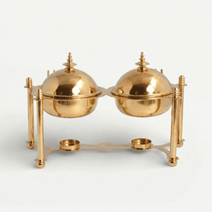 Double <b>Bowl</b> Durable Non-Stick Stainless Steel Chafing Dish <b>Set</b> with Dome Lids and Fuel Holders for Buffet Catering Food Service - Product Image 6