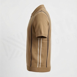 Chemises zippées slim fit pour hommes avec image personnalisée, jersey compressé, logo brodé, couleur personnalisée, grande taille, col, vêtements de sport - Product Image 3