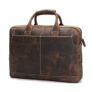 Distressed <b>Leather</b> <b>Briefcase</b> Rugged Vintage Executive Laptop Bag Multi Utility Work Carry Case with Smart Organizer Pockets - Product Image 3