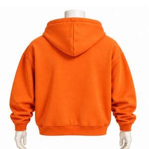 <b>Orange</b> <b>Mens</b> Zip Front <b>Hoodie</b> Chenille Letter Applique Heavyweight Fleece Oversized Casual Streetwear Sweatshirt with Kangaroo - Product Image 2