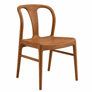 Chaise de salle à manger scandinave moderne en teck massif, imperméable, avec dossier sculpté pour hôtel et appartement - Product Image 2