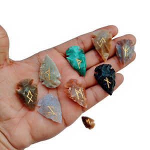 High quality fancy jasper arrowhead rune set <b>Crystal</b> Rune Wicca Energy natural stone for Divination and Intuition Meditation - Product Image 6