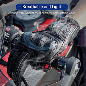 Nouveaux gants de moto en cuir de vache véritable, respirants, antidérapants, à doigts entiers, pour la course en plein air - Product Image 5