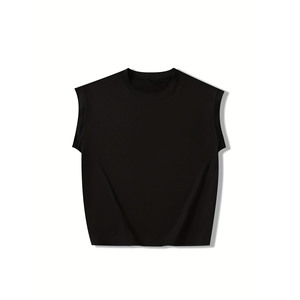 Summer Unisex Eco-Friendly Quick Dry Breathable Stretchy Fitted Tank Top Custom Logo Men Sleeveless Polyester/Cotton T-Shirt - Product Image 1