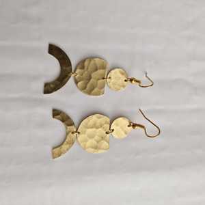 Hammered design brass metal earring <b>new</b> design light weight boho - Product Image 1