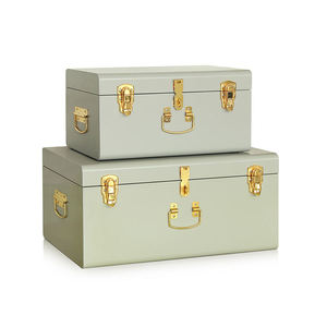 <b>Blue</b> Rectangular Metal <b>Storage</b> <b>Box</b> With Lid Classic Design For Sundries Stacking 1 Layer Hinged - Product Image 6