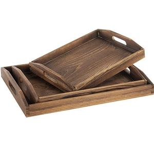 Plateau rectangulaire en bois, plateau de service en bambou écologique pour le petit-déjeuner, plateau décoratif pour le pain et les aliments, pour l'hôtellerie et la restauration - Product Image 1
