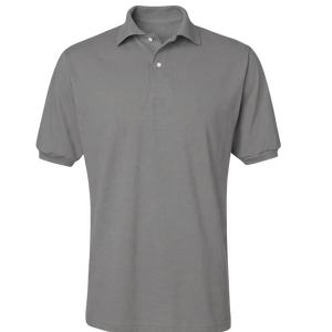 Polo en piqué gris à manches courtes pour homme, décontracté, tricoté, couleur unie, boutonné, coupe classique - Product Image 1
