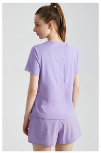 Conjunto Deportivo de Verano para Mujer, Dos Piezas, Camiseta y Pantalones Cortos, Transpirable, de Secado Rápido, Spandex/Poliéster - Product Image 4