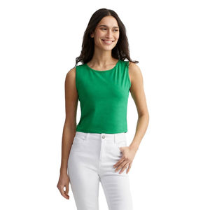 Nouveau débardeur court vert tendance pour femme 2026 – T-shirt sans manches en coton doux, idéal pour le streetwear et les tenues décontractées - Product Image 6
