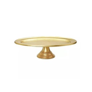 Circular pattern warm toned gold finished cake stand metal for <b>sweets</b> <b>and</b> snack display - Product Image 3