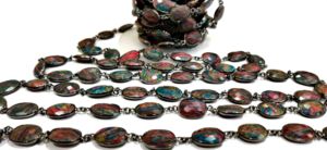 Chaîne de pierres précieuses en quartz Fordite, forme libre, briolette, 10 à 15 mm, connecteur à sertir, vendue au mètre, excellente qualité - Product Image 4