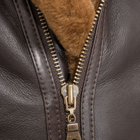 Herren Echtleder-Jacke mit Kapuze und Kunstfell-Futter Winddichte Motorrad-Bikerjacke Wintermantel