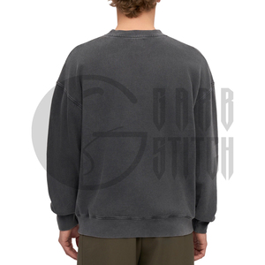 Custom <b>Vintage</b> Washed Crewneck <b>Sweatshirt</b> Heavyweight Cotton Oversized Pullover Unisex OEM ODM Manufacturer - Product Image 4