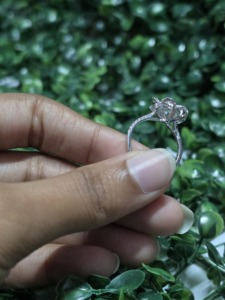 2.44CT Lab Grown Diamond Engagement Party Anniversary <b>Ring</b> 14K Yellow Gold Rhodium Plated Double Band Halo - Product Image 4