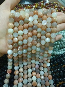 ลูกปัดหินธรรมชาติ มุกไคต์ ลาพิส ลาซูลี พีช มูนสโตน สำหรับทำสร้อยข้อมือ สร้อยคอ ต่างหู ลูกปัดทรงกลม โบตสวานา อะเกต - Product Image 3