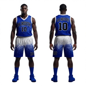 Tenues de basket-ball Pro Style Blue Fire Splash, maillot personnalisé avec short, numéro 35, équipement sportif d'équipe B.B Industry - Product Image 4