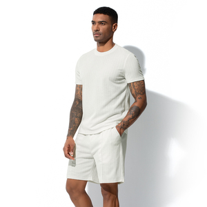Tenues de plage d'été pour hommes, ensembles de survêtements d'été en coton respirant à manches courtes et shorts, 2 pièces - Product Image 4