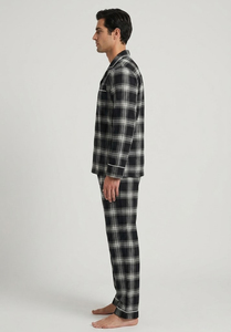 <b>Men's</b> Plaid Long Sleeve <b>Pajama</b> <b>Set</b> 100% Cotton Flannel Sleepwear Shirt Trouser <b>Set</b> <b>Men</b> Nightwear Plaid Suit <b>Mens</b> - Product Image 3