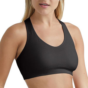 Sujetador deportivo de yoga con tiras en la espalda para mujer, sin costuras, cuello en V, soporte medio, almohadillas extraíbles, transpirable, de secado rápido, top corto para gimnasio - Product Image 2