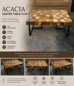 Table basse en bois d'acacia, meubles de salon modernes, faits à la main, durables, écologiques - Product Image 1