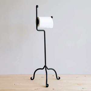 Iron Toilet <b>Paper</b> Holder Floor Stand With Decorative <b>Pattern</b> For Bathroom Interior Storage Accent - Product Image 3