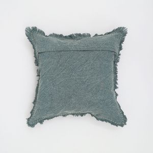 Handworked Edges and Fringe Stonewashed Linen 22X22 <b>Throw</b> <b>Pillow</b> Decorative & Stylish - Product Image 4